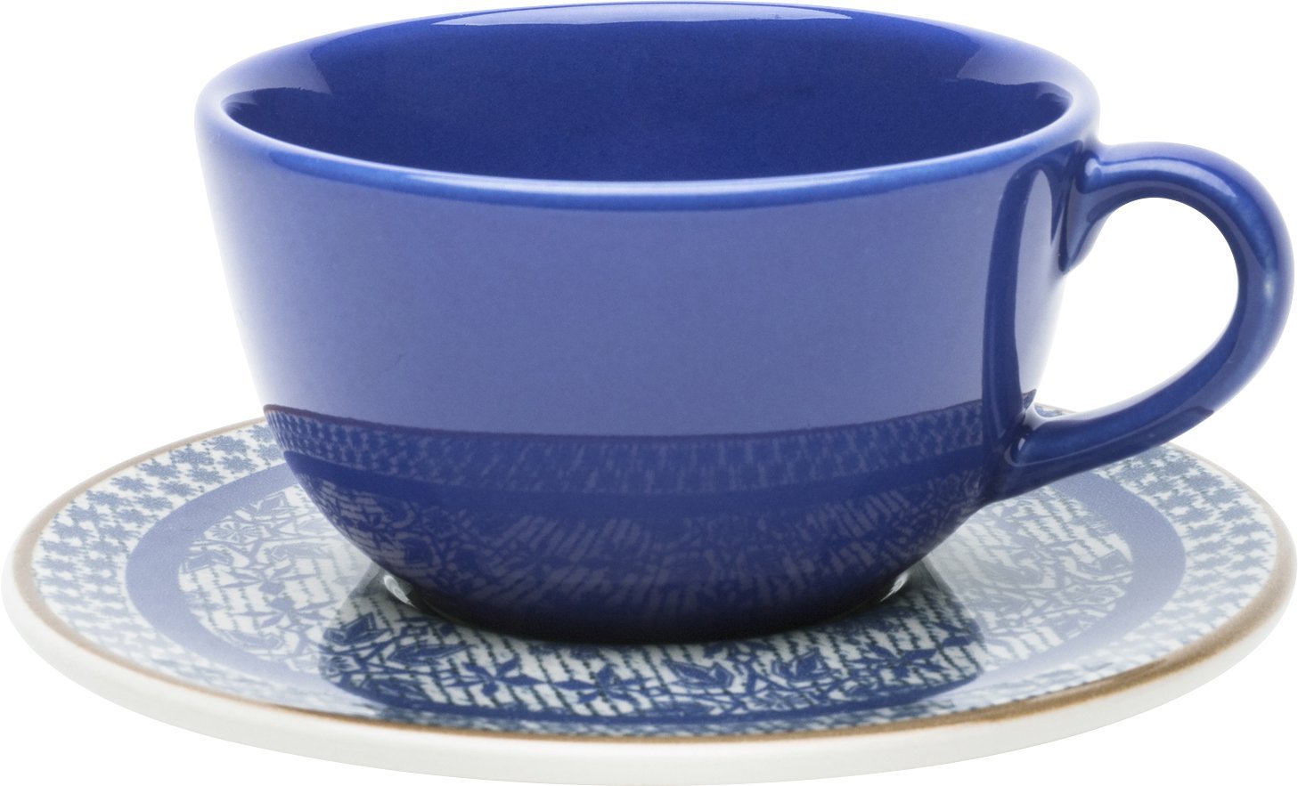 Kit Jogo Café Lanche Oxford® Unni Jeans 8 Peças Cerâmica MadeiraMadeira