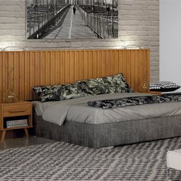 Cabeceira Casal Milano Ripado com 2 Mesa de cabeceira - 1