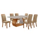 Ver imagem 1 de Mesa de Jantar Alvorada 180cm Tampo MDF Vidro Canto Copo com 6 Cadeiras Lorena Moderna Mobília
