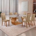 Ver imagem 7 de Mesa de Jantar Alvorada 180cm Tampo MDF Vidro Canto Copo com 6 Cadeiras Lorena Moderna Mobília