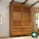 Ver mais imagens de Guarda- Roupa Veneziana 2 Portas de Correr Madeira Maciça Marrom/Mogno Mel