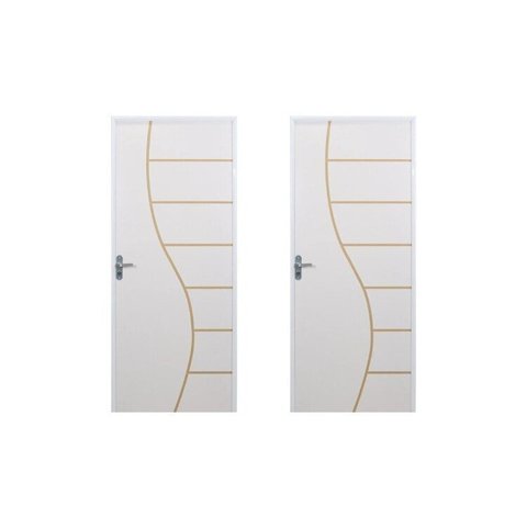 2 Kits Porta de Madeira Decorada 215x85cm com Batente de Aço 06cm Cantareira