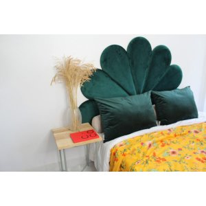 Cabeceira Casal Petalas Luxo Estofada - Veludo Verde - 140x60cm