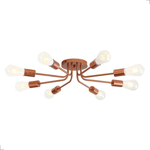 Lustre Luminária de Teto Plafon Aster Sputnik Aranha 8 Braços E27 Rose Quarto Sala Cozinha