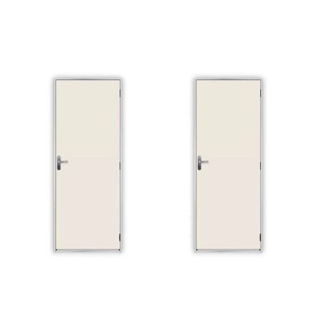 2 Kits Porta de Madeira Lisa 215x85cm com Batente de Aço 06cm Açomad Branco MGM
