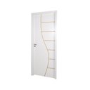 Ver imagem 2 de 2 Kits Porta de Madeira Decorada 215x74cm com Batente de MDF Ultra 12cm Cantareira Branco MGM