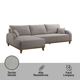 Sofá Albano Veludo Chaise Lado Esquerdo Meu Sofá Online - 5