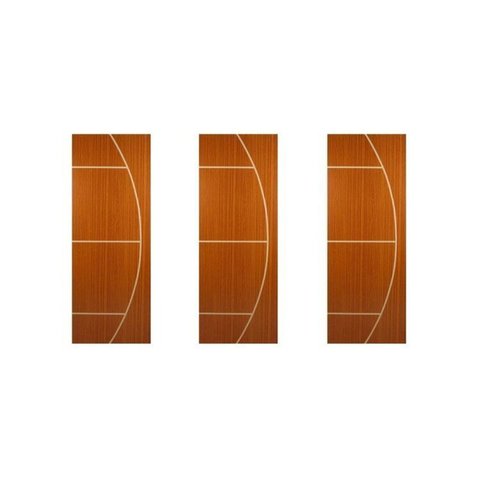 Kit 3 Folhas de Porta Madeira Decorada 210x80cm 3,5cm Mogno MGM