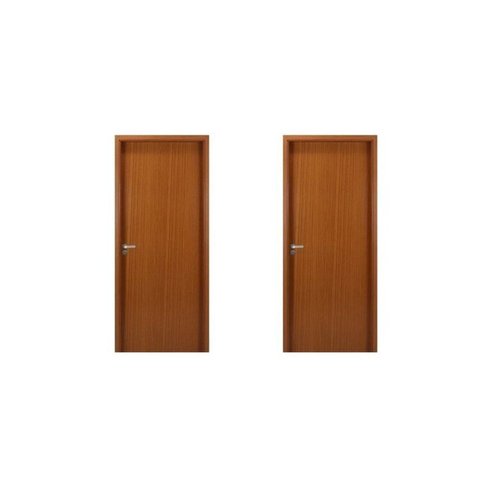 2 Kits Porta de Madeira Lisa 215x84cm com Batente de MDF Ultra 10cm Melamínica Marrom/Mogno MGM