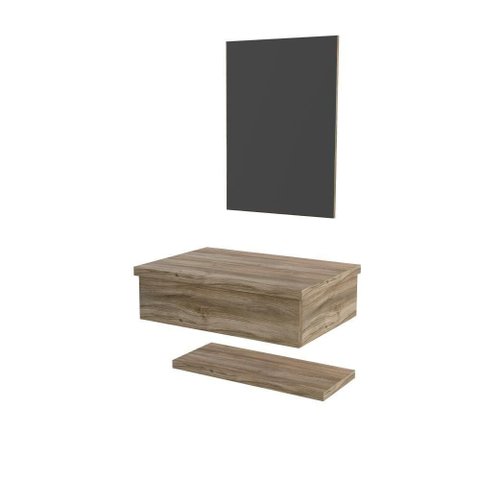 Conjunto Bancada, Prateleira e Espelheira Ktme607 Branco Chess Carvalho