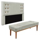 Ver imagem 1 de Kit Cabeceira e Calçadeira Recamier Queen 1,60m Gênova Veludo Cinza Prata - Pallazio