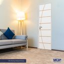 Ver imagem 3 de 2 Kits Porta de Madeira Decorada 215x75cm com Batente de Aço 6cm Neblina