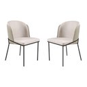 Ver imagem 1 de Conjunto 2 Cadeiras Aurora Linho Bege Couro Pérola Metal Preto