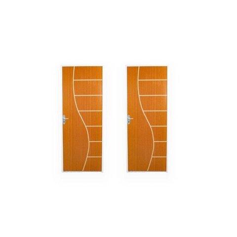2 Kits Porta de Madeira Decorada 215x85cm com Batente de Aço 06cm Cantareira Abertura Esquerda Marro