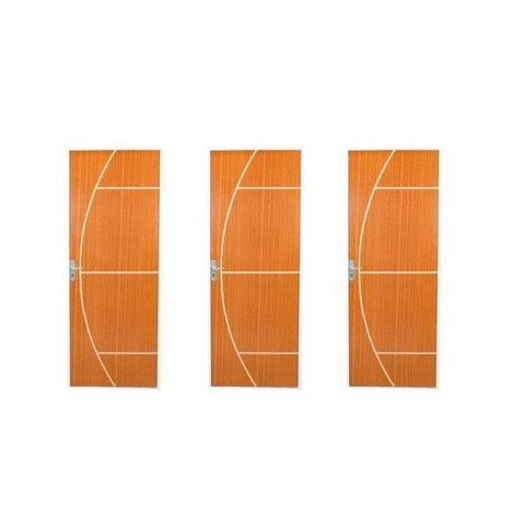 3 Kits Porta de Madeira Decorada 215x85cm com Batente de Aço 06cm Gaúcha Marrom/Mogno MGM