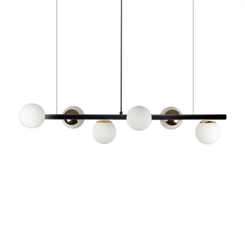 Lustre Pendente Figo com 6 Globos Esfera de Vidro - Preto/dourado