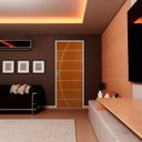 Ver mais imagens de 2 Kits Porta de Madeira Decorada 215x85cm com Batente de Aço 06cm Neblina Abertura Esquerda Marrom/Mogno MGM
