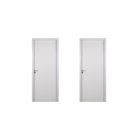 2 Kits Porta de Madeira Lisa 215x84cm com Batente de MDF Ultra 10cm Melamínico Abertura Direita Bran
