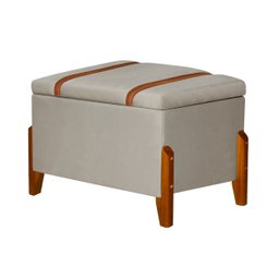 Puff Báu Retro Estofado Premium para Sala e Quarto Recamier Moderno Closet Retro Cor Bege - 1
