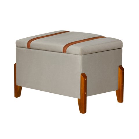 Puff Báu Retro Estofado Premium para Sala e Quarto Recamier Moderno Closet Retro Cor Bege