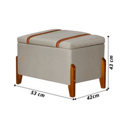 Puff Báu Retro Estofado Premium para Sala e Quarto Recamier Moderno Closet Retro Cor Bege - 4