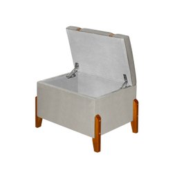 Puff Báu Retro Estofado Premium para Sala e Quarto Recamier Moderno Closet Retro Cor Bege - 2