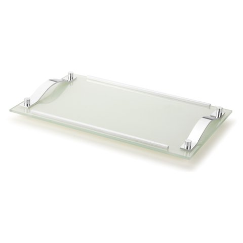 Bandeja Decorativa de Vidro Branco 50x30cm F. Collection