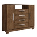 Ver imagem 2 de Cômoda para Quarto 2 Portas e 4 Gavetas com Chave 120,5cm com Pés Floripa Marrom/Malbec