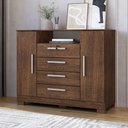Ver imagem 1 de Cômoda para Quarto 2 Portas e 4 Gavetas com Chave 120,5cm com Pés Floripa Marrom/Malbec