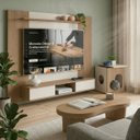 Ver imagem 6 de Conjunto Sala de Estar Nevada Painel TV 75" Polegadas Mesa Centro e Mesa Apoio Casinha Pet Carvalho 
