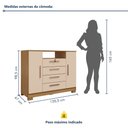 Ver imagem 3 de Cômoda para Quarto 2 Portas e 4 Gavetas com Chave 120,5cm com Pés Floripa Bege/Carvalho Americano/Off White