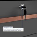 Ver mais imagens de Cômoda para Quarto 2 Portas e 4 Gavetas com Chave 120,5cm com Pés Floripa Cinza/Carvalho Americano/Grafite
