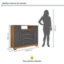Ver imagem 3 de Cômoda para Quarto 2 Portas e 4 Gavetas com Chave 120,5cm com Pés Floripa Cinza/Carvalho Americano/Grafite