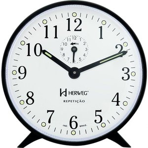 Relógio Despertador Antigo a Cordas Herweg 2320 Preto