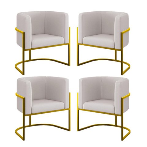 Kit 4 Cadeiras Poltrona Lua Veludo Sala Quarto Gold Balaqui Cor:bege