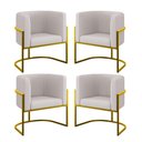 Ver imagem 1 de Kit 4 Cadeiras Poltrona Lua Veludo Sala Quarto Gold Balaqui Cor:bege