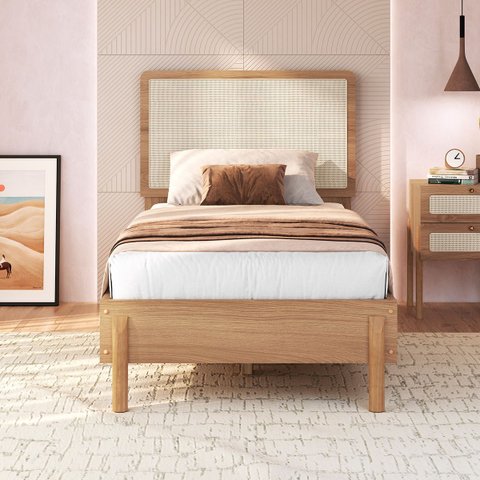 Cama Solteiro com Cabeceira Fixa 88cm Palhinha Oslo Hanover 27058