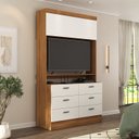 Ver imagem 1 de Estante para TV e Home Theater até 42 Polegadas 120CMX204,5cm Viena 1 Porta 6 Gavetas Yescasa Branco