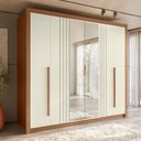 Ver imagem 2 de Guarda Roupa Casal Miletto 6 Portas 3 Gavetas Jatobá/Areia com Espelho - Santos Andirá