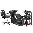 Ver imagem 1 de Kit Salão de Beleza Lavatório Reclinável Champ + Cadeira Titan + Carrinho Auxiliar Junior -