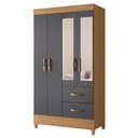 Ver imagem 1 de Guarda Roupas Solteiro com Espelho 4 Portas 2 Gavetas Mobi Nature / Grafite Albatroz