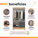 Ver imagem 4 de Guarda Roupas Solteiro com Espelho 4 Portas 2 Gavetas Mobi Nature / Grafite Albatroz