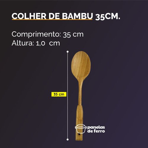 Colher de Bambu 35cm para Servir Cozinha Arroz Salada Assado - 3