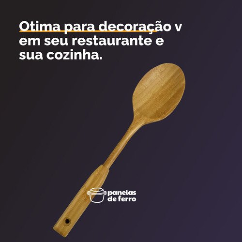 Colher de Bambu 35cm para Servir Cozinha Arroz Salada Assado - 5