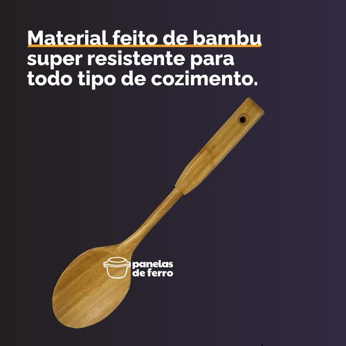 Colher de Bambu 35cm para Servir Cozinha Arroz Salada Assado - 6