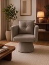 Ver imagem 1 de Poltrona Decorativa Orgânica Base Fixa Agatha Suede Cappuccino Liso
