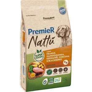 Ração Premier Nattu para Cães Adulto Raças Médias e Grandes Sabor Mandioquinha 12Kg