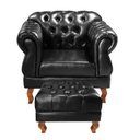 Ver imagem 1 de Poltrona com Puff Duquesa Decorativo Chesterfield Capitonê Preto