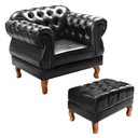 Ver imagem 2 de Poltrona com Puff Duquesa Decorativo Chesterfield Capitonê Preto