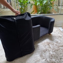 Sofá Caminha Pet Luxo em Sued Premium:preto - 5